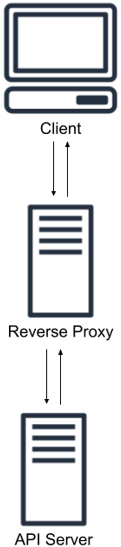 Example illustration of a client requesting data from an API through a reverse proxy