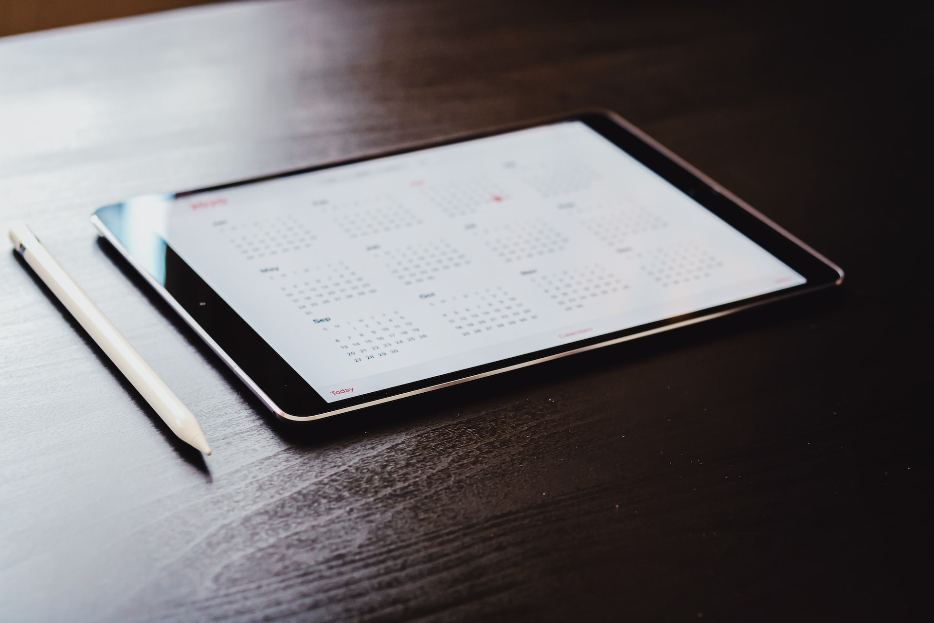 Calendar app displayed on an iPad