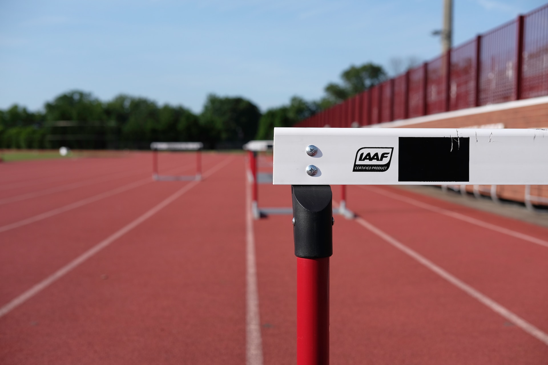 Closeup of a hurdle on a track